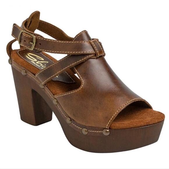 Vintage Y2K Brown leather block heel platform sandals with buckles - Size 9 - Picture 8 of 8